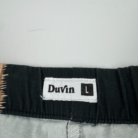 Duvin Mens Size L x 28.5" Palm Tree Print Elastic Waist Black Pants Tropical - Picture 2 of 6